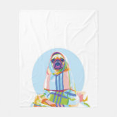 Niedlicher Hund aus Mops, blau Fleecedecke (Vorderseite)