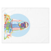 Niedlicher Hund aus Mops, blau Tischdecke (Vorderseite (Horizontal))
