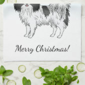 Niedlicher Hund aus Schwarz-Weiß-Papillen im Winte Geschirrtuch (Gefaltet)