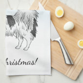 Niedlicher Hund aus Schwarz-Weiß-Papillen im Winte Geschirrtuch (Viertel Falte)