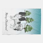 Niedlicher Hund aus Schwarz-Weiß-Papillen im Winte Geschirrtuch (Horizontal)