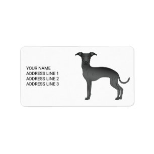 Niedlicher Hund aus schwarzem Italienisch mit benu Adressaufkleber