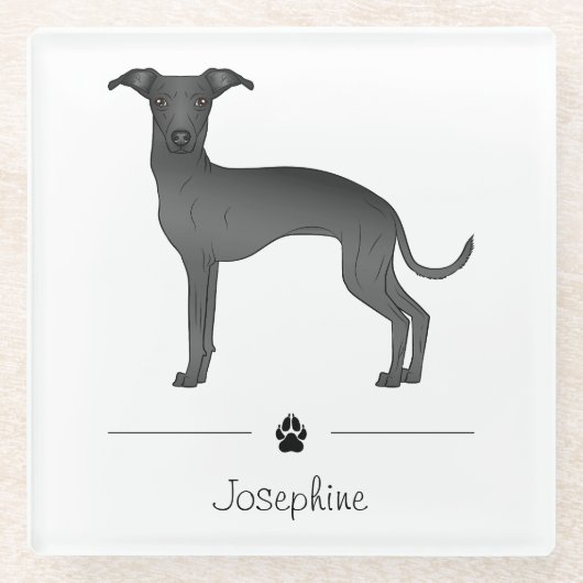 Niedlicher Hund aus schwarzem Italienisch mit benu Glasuntersetzer (Vorderseite)