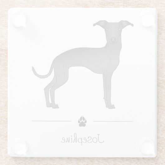 Niedlicher Hund aus schwarzem Italienisch mit benu Glasuntersetzer (Rückseite)