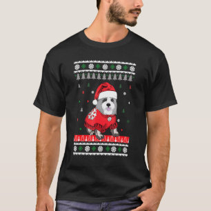 Niedlicher Hund Bearded Collie Weihnachtsmannmütze T-Shirt