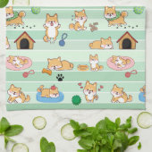 niedlicher Hund beim Springen Geschirrtuch (Gefaltet)