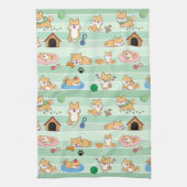 niedlicher Hund beim Springen Geschirrtuch (Vertikal)