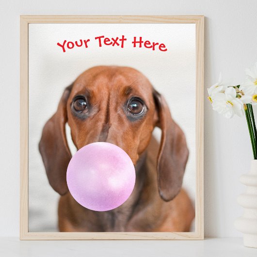 Niedlicher Hund, Blasen-Gummi-Blase, Name oder Mel Poster