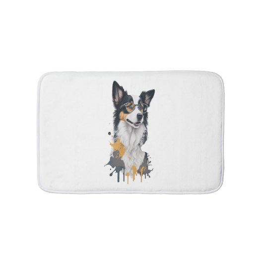 Niedlicher Hund Border Collie Badematte (Vorderseite)
