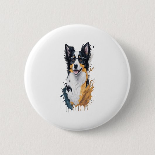 Niedlicher Hund Border Collie Button (Vorderseite)