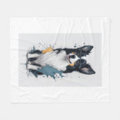 Niedlicher Hund Border Collie Fleecedecke (Vorderseite (Horizontal))
