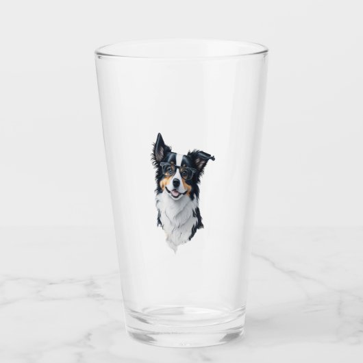 Niedlicher Hund Border Collie Glas (Vorderseite)