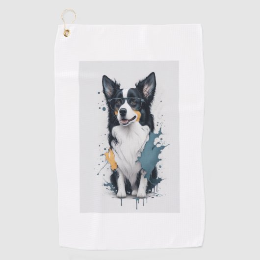 Niedlicher Hund Border Collie Golfhandtuch (Vorderseite)