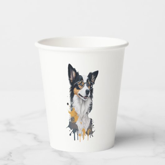 Niedlicher Hund Border Collie Pappbecher (Vorderseite)