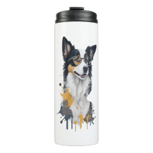 Niedlicher Hund Border Collie Thermosbecher