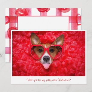 Niedlicher Hund Brille Red Watercolor Foto Valenti Mitteilungskarte