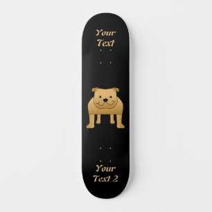 Niedlicher Hund-Cartoon. Red Bulldog. Skateboard