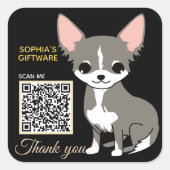 Niedlicher Hund danke Ihnen Tiercode Quadratischer Aufkleber (Vorderseite)