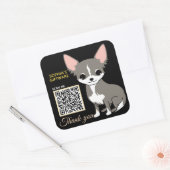 Niedlicher Hund danke Ihnen Tiercode Quadratischer Aufkleber (Umschlag)