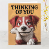 NIEDLICHER HUND DENKEN SIE Grußkarte Karte (Gelbe Blume)