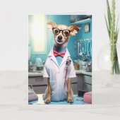 Niedlicher Hund, der als Doctor Folded Card arbeit Dankeskarte (Vorderseite)