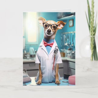 Niedlicher Hund, der als Doctor Folded Card arbeit Dankeskarte