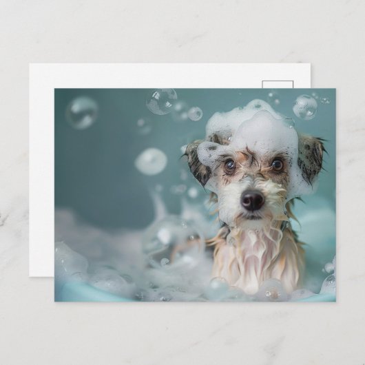 Niedlicher Hund, der einen Blasenweg hat Postkarte (Vorne/Hinten)