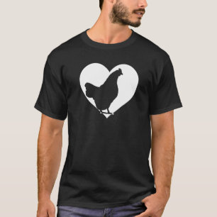 Niedlicher Hund, der Liebe Hühner Cool Weißes Herz T-Shirt