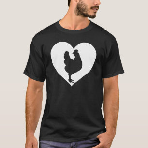 Niedlicher Hund, der Liebe Hühner Cool Weißes Herz T-Shirt