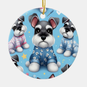 Niedlicher Hund des Schnauzer-Tiermusters Keramik Ornament
