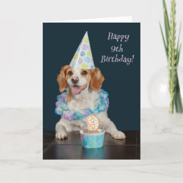 Niedlicher Hund feiert einen 9. Geburtstag! Karte