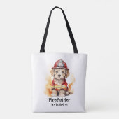 Niedlicher Hund Fireman Anzug Feuerwehrmann in der Tasche (Rückseite)