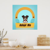 Niedlicher Hund fördert Adoption mit glücklichen A Poster (Küche)