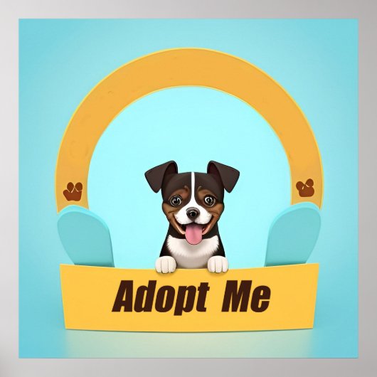 Niedlicher Hund fördert Adoption mit glücklichen A Poster (Vorne)