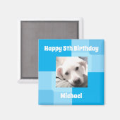 Niedlicher Hund Foto 5. Geburtstag Blau Magnet (Vorderseite/Rückseite)