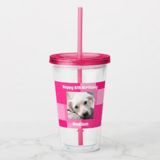 Niedlicher Hund Foto 5. Geburtstag Rosa Acryltrinkbecher