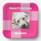Niedlicher Hund Foto 5. Geburtstag Rosa Pappteller (Vorderseite)