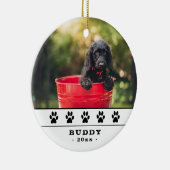 Niedlicher Hund Foto Black Paws Holiday Keepake Keramik Ornament (Rechts)