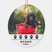Niedlicher Hund Foto Black Paws Holiday Keepake Keramik Ornament (Links)