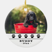 Niedlicher Hund Foto Black Paws Holiday Keepake Keramik Ornament (Hinten)