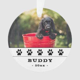 Niedlicher Hund Foto Black Paws Holiday Keepake Ornament