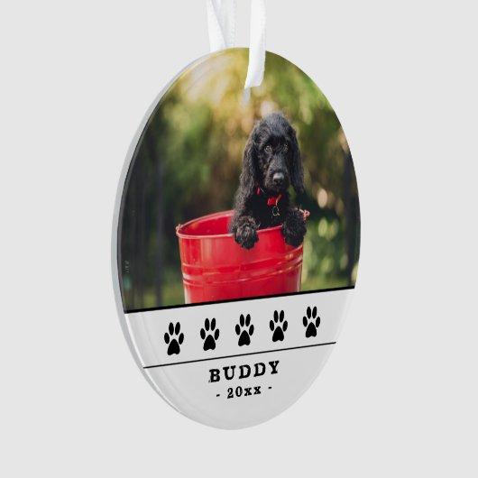 Niedlicher Hund Foto Black Paws Holiday Keepake Ornament (Vorderseite)