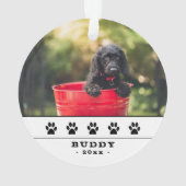 Niedlicher Hund Foto Black Paws Holiday Keepake Ornament (Rückseite)