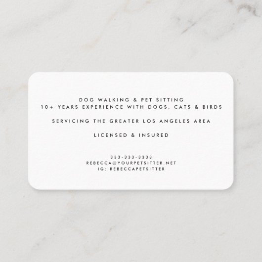 Niedlicher Hund Foto Bulldogge Sitter Dog Walker Visitenkarte (Rückseite)