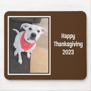Niedlicher Hund Foto glücklich Thanksgiving Dunkel Mousepad