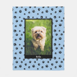 Niedlicher Hund Foto Name Schwarze Paw Prints Must Fleecedecke