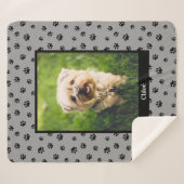Niedlicher Hund Foto Name Schwarze Paw Prints Silv Sherpadecke (Vorderseite (Horizontal))