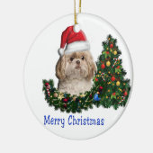 Niedlicher Hund frohe Weihnachten Keramik Ornament (Links)