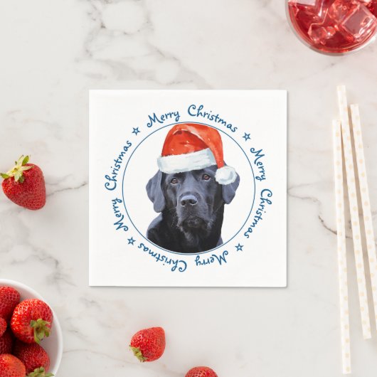 Niedlicher Hund Frohe Weihnachts-Schwarze Labrador Serviette (Beispiel)