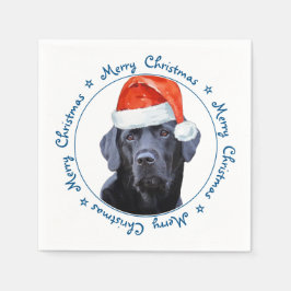 Niedlicher Hund Frohe Weihnachts-Schwarze Labrador Serviette
